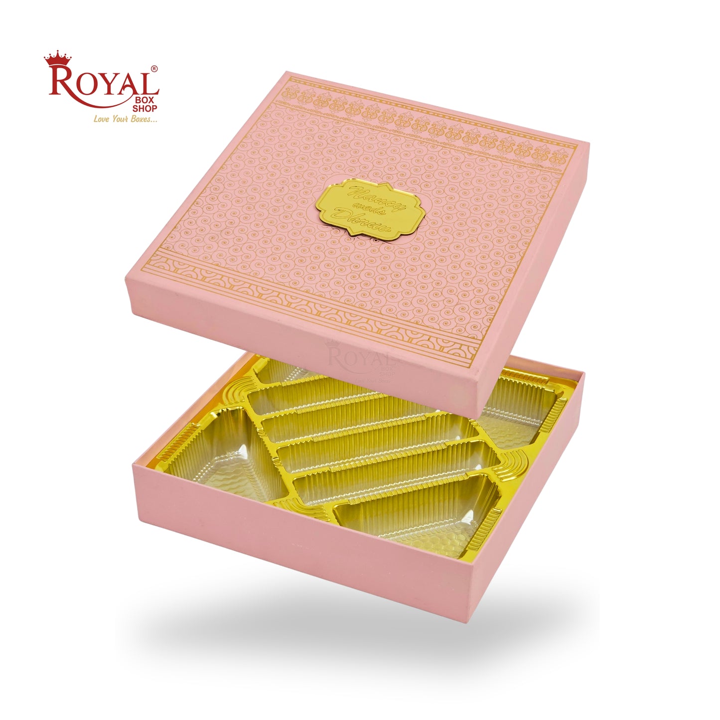 Premium Wedding Favor Bhaji and Sweets Box | 10.5x10.5x2 Inch | Pink