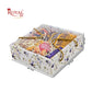 Premium Gift Hamper Bags with Transparent Lid I 10x10x3.5 inches I White Floral Print