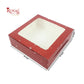 Christmas Theme Dry Cake Box With Window I Size 9x9x3 inch I Red I For Cakes, Dry Cakes, Chocolates, Cookies, Muffins