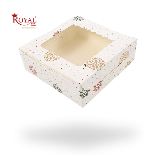 Christmas Theme 4pc Brownie Window Box I White I 6x6x2 Inches