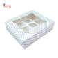 12pc Cupcake Box With Window - Size 10"x12"x4" - Blue Flower Check Print Royal Box Shop