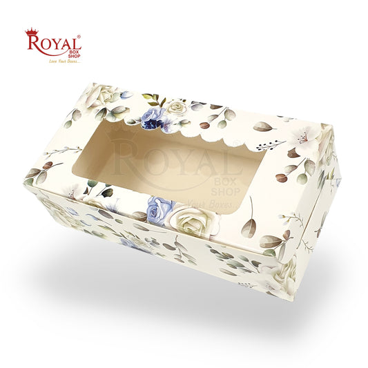 White Floral 2Pc Brownie Box | Window Display | Perfect for Brownies, Cookies, Candies, Chocolates 6x3x1.75"