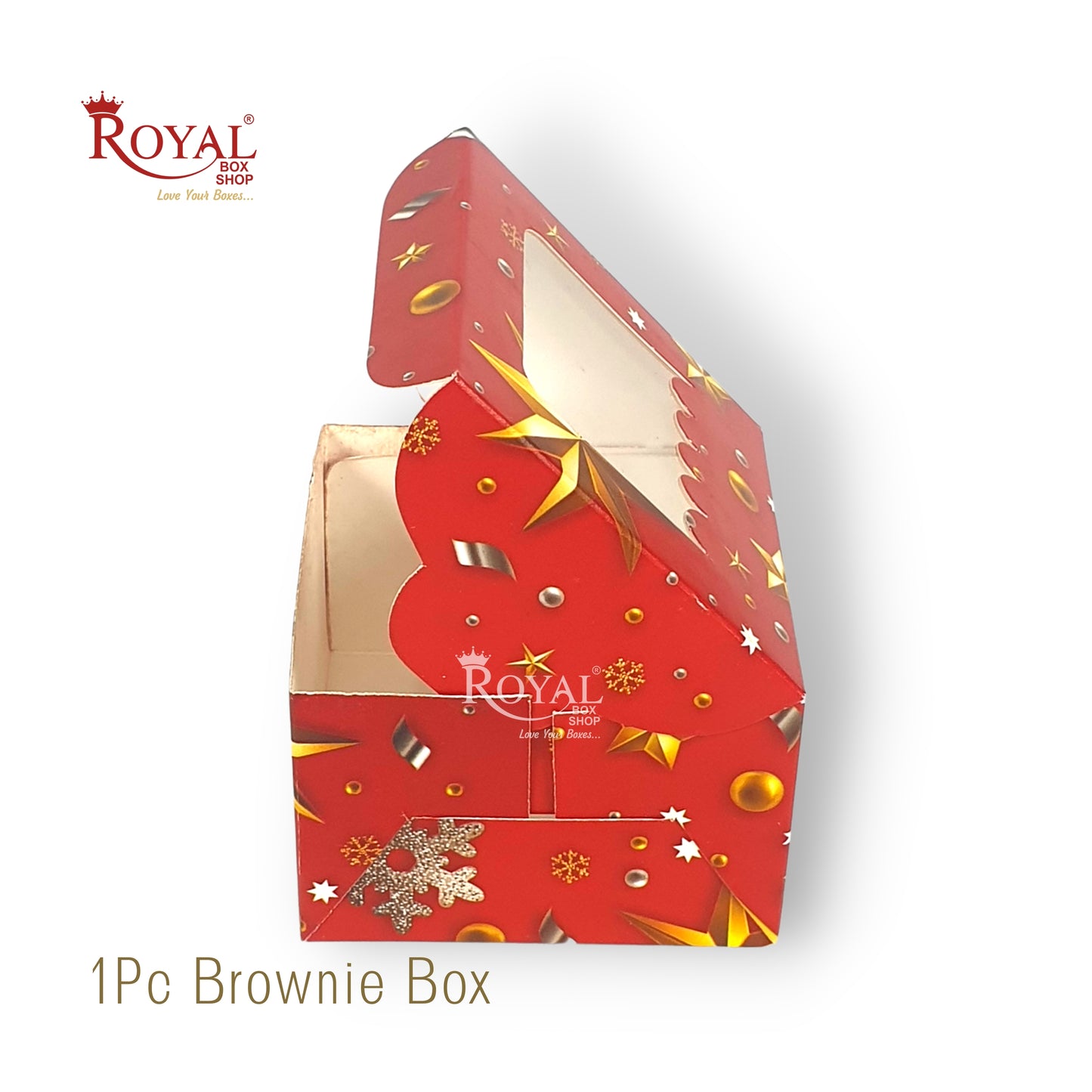 1Pc Christmas Brownie Window Box I Red Color I 3"x3"x1.5" inches I For Christams Gifting Royal Box Shop