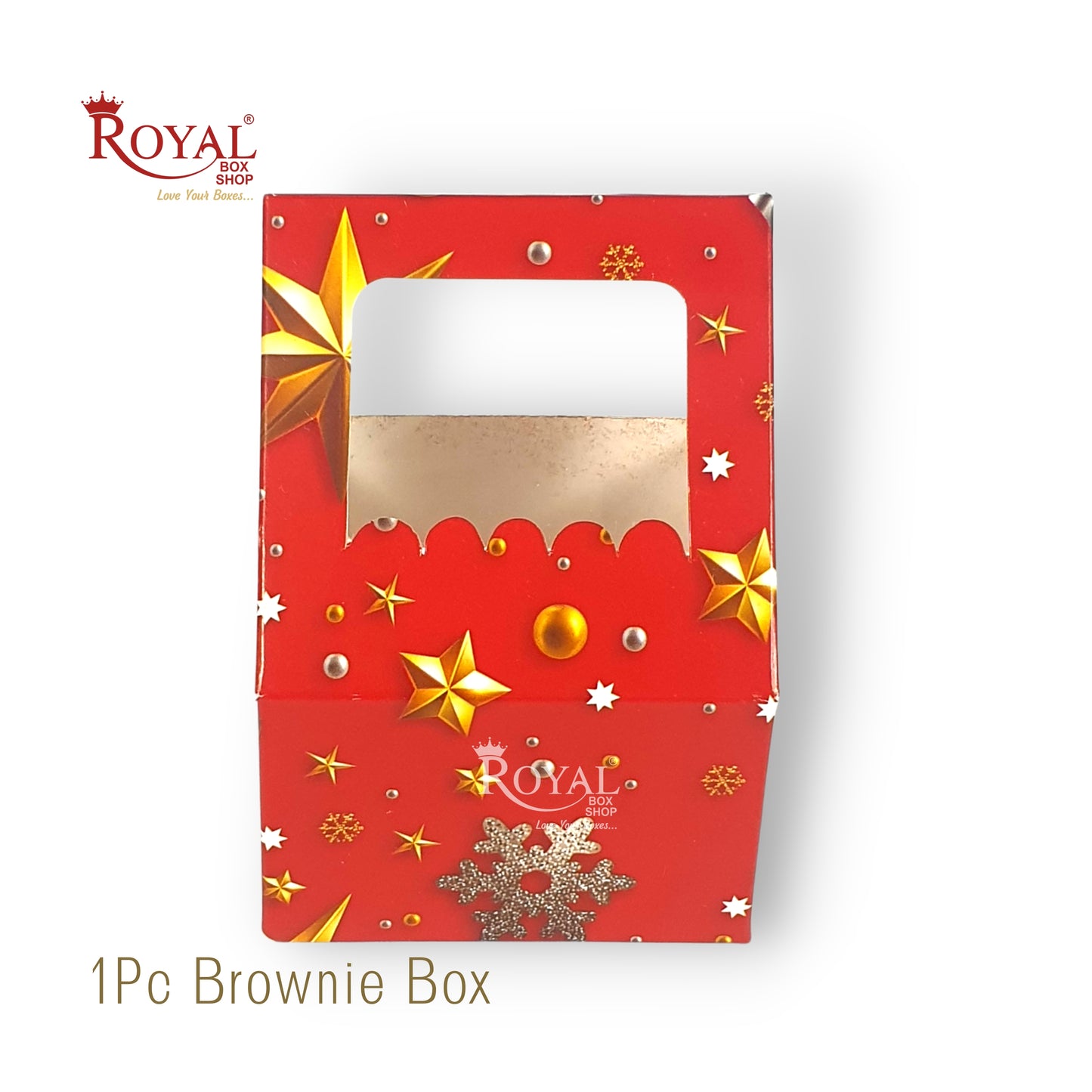 1Pc Christmas Brownie Window Box I Red Color I 3"x3"x1.5" inches I For Christams Gifting Royal Box Shop