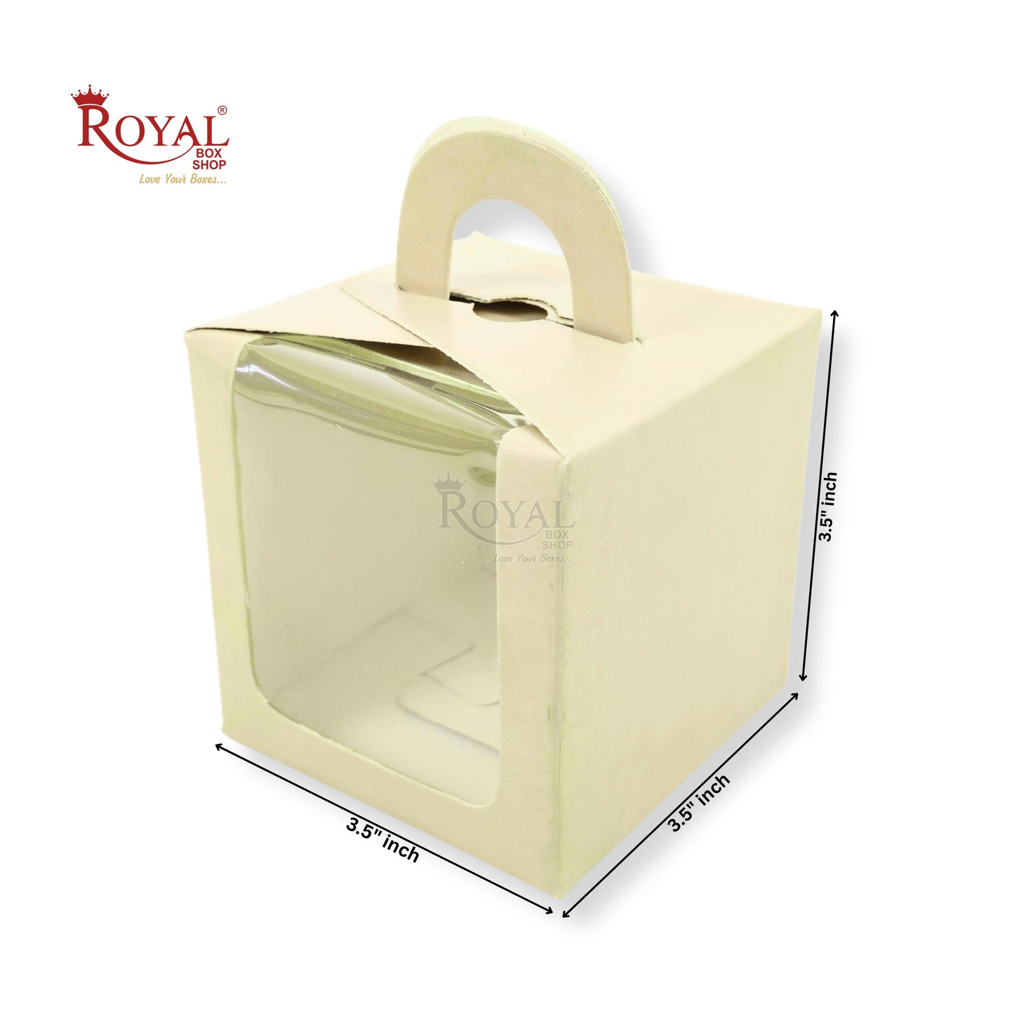 1pc Cupcake Box with Window I 3.5x3.5x3.5" I Beige Color