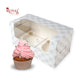 2 Cupcake Box With Window I Size 7"x3.5"x3.5" I 300GSM I Grey Check I Party Gifts, Muffin Box Royal Box Shop