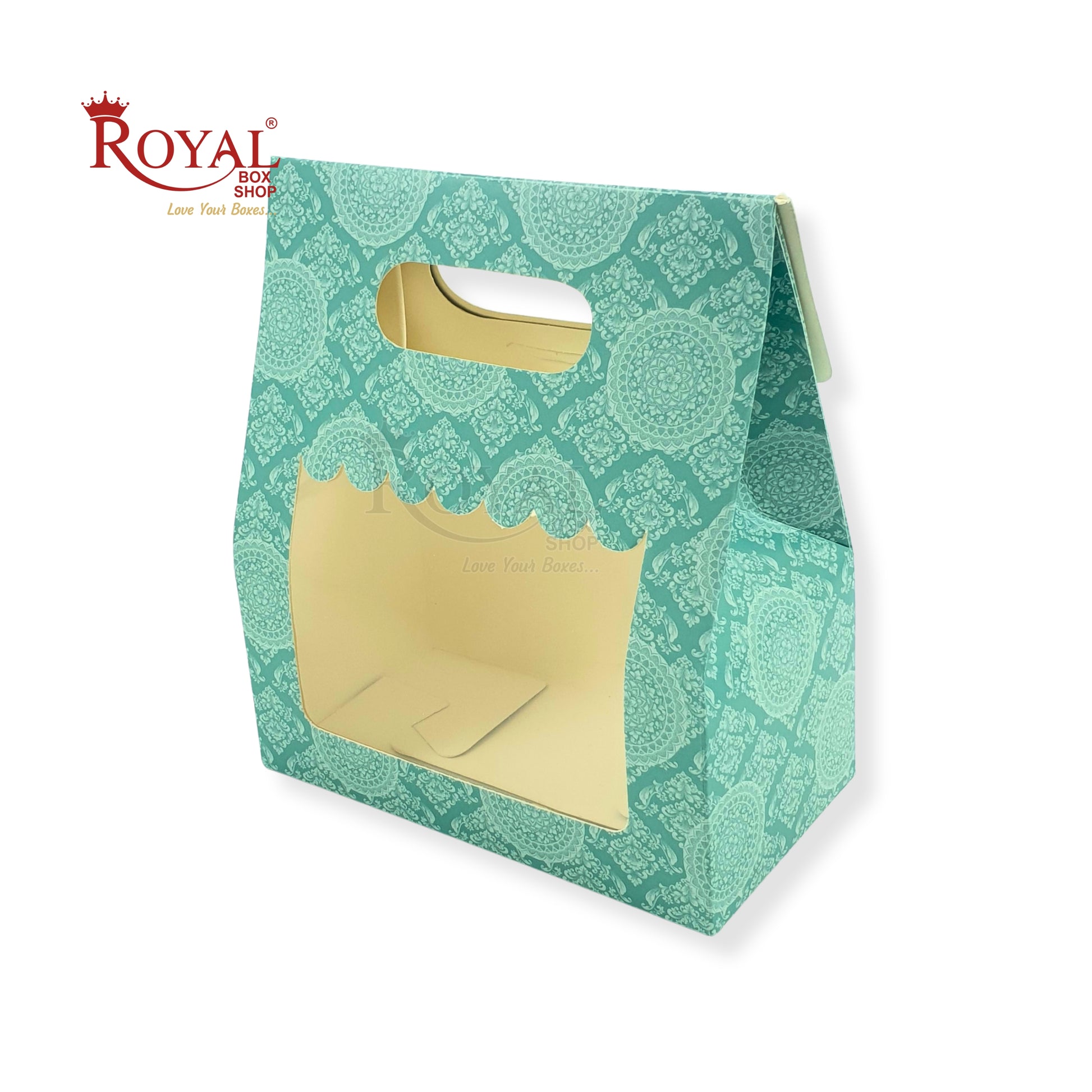 2 Mason Jar Paper Carry Bags I 7x3.75x8" inches I Turquoise Color I Party Gifts, Macarons Box, Muffin Box, Donut Box Royal Box Shop