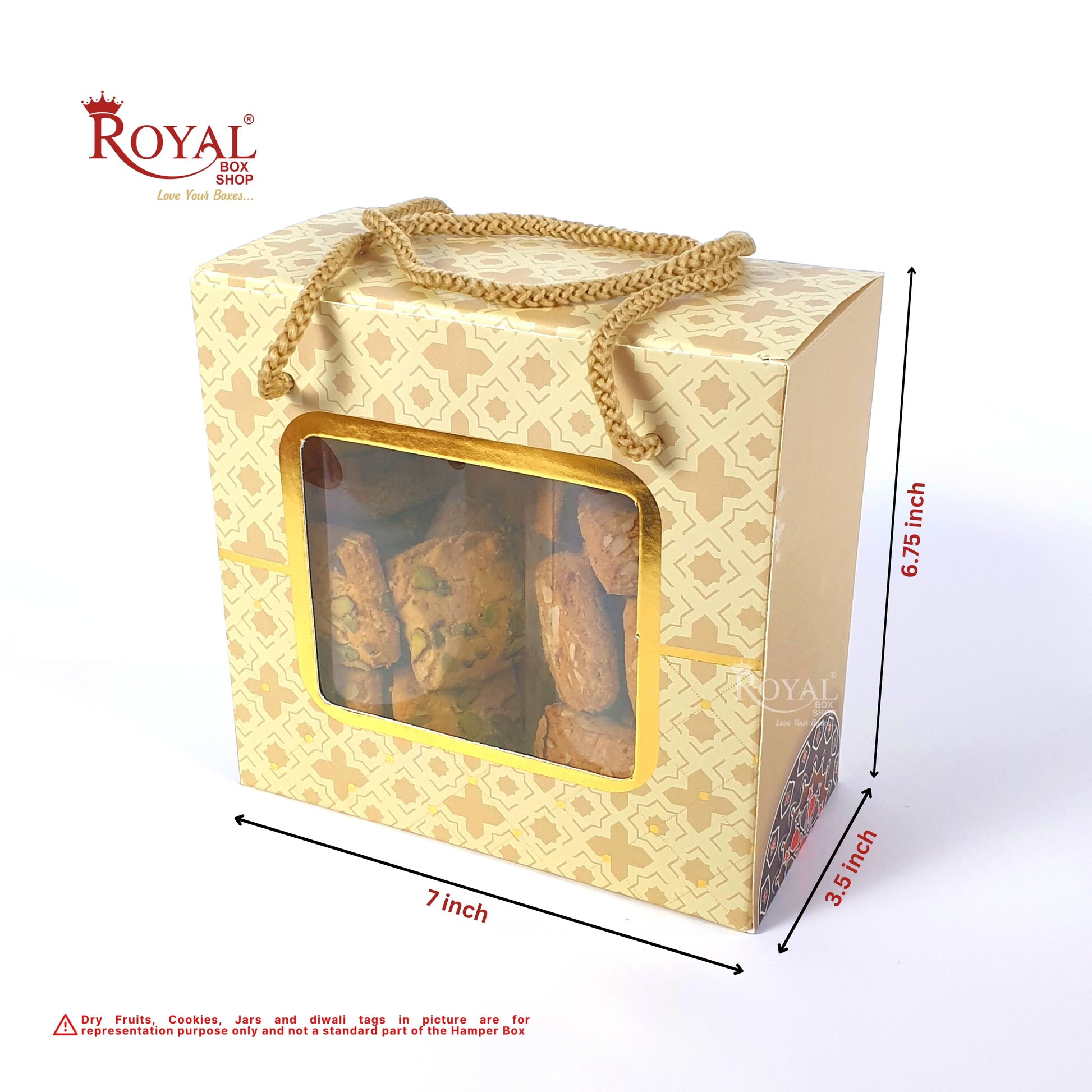 2 Pet Jar Hamper Bags I 6.75 x 6.5 x 3.5" inches I Royal Beige I Diwali Gifting, Party Gifts, Return favor Gifting Royal Box Shop