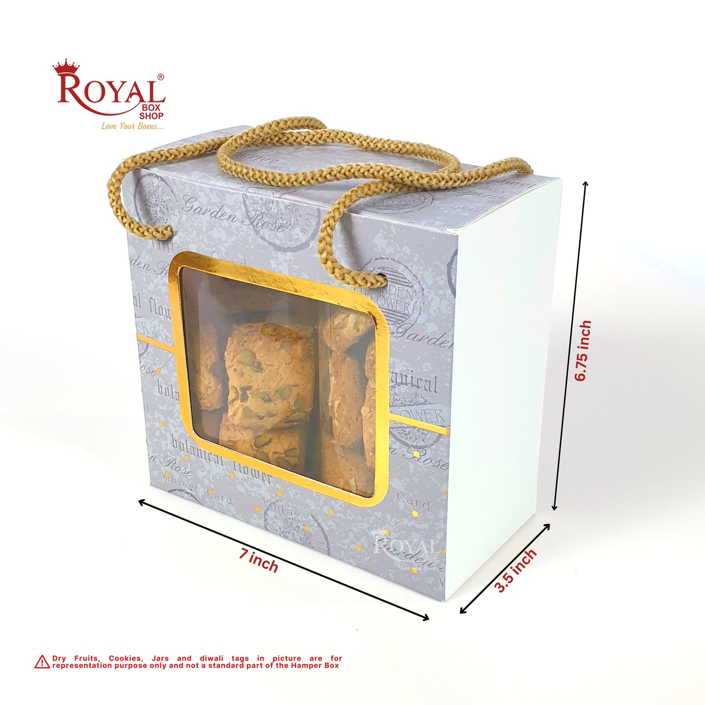 2 Pet Jar Hamper Bags I 6.75 x 6.5 x 3.5" inches I Royal Grey I Diwali Gifting, Party Gifts, Return favor Gifting Royal Box Shop