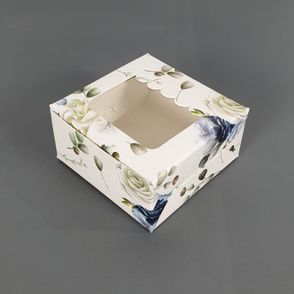 4pc Brownie Window Box I White Flower I 6"x6"x2" inches