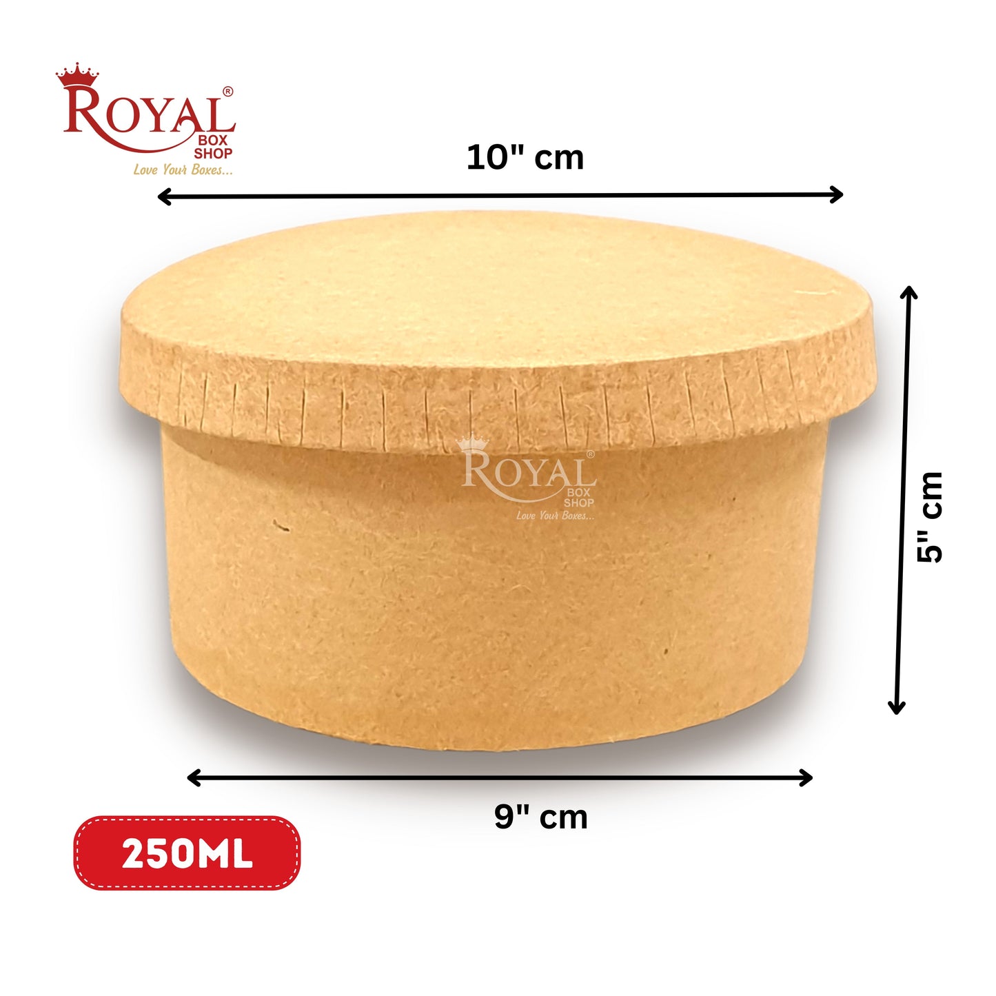 250 ML Round Food Containers Tub With Lids I Disposable & Biodegradable Paper I Kraft Brown Color I Food Storage Tub, Take Away Box Royal Box Shop