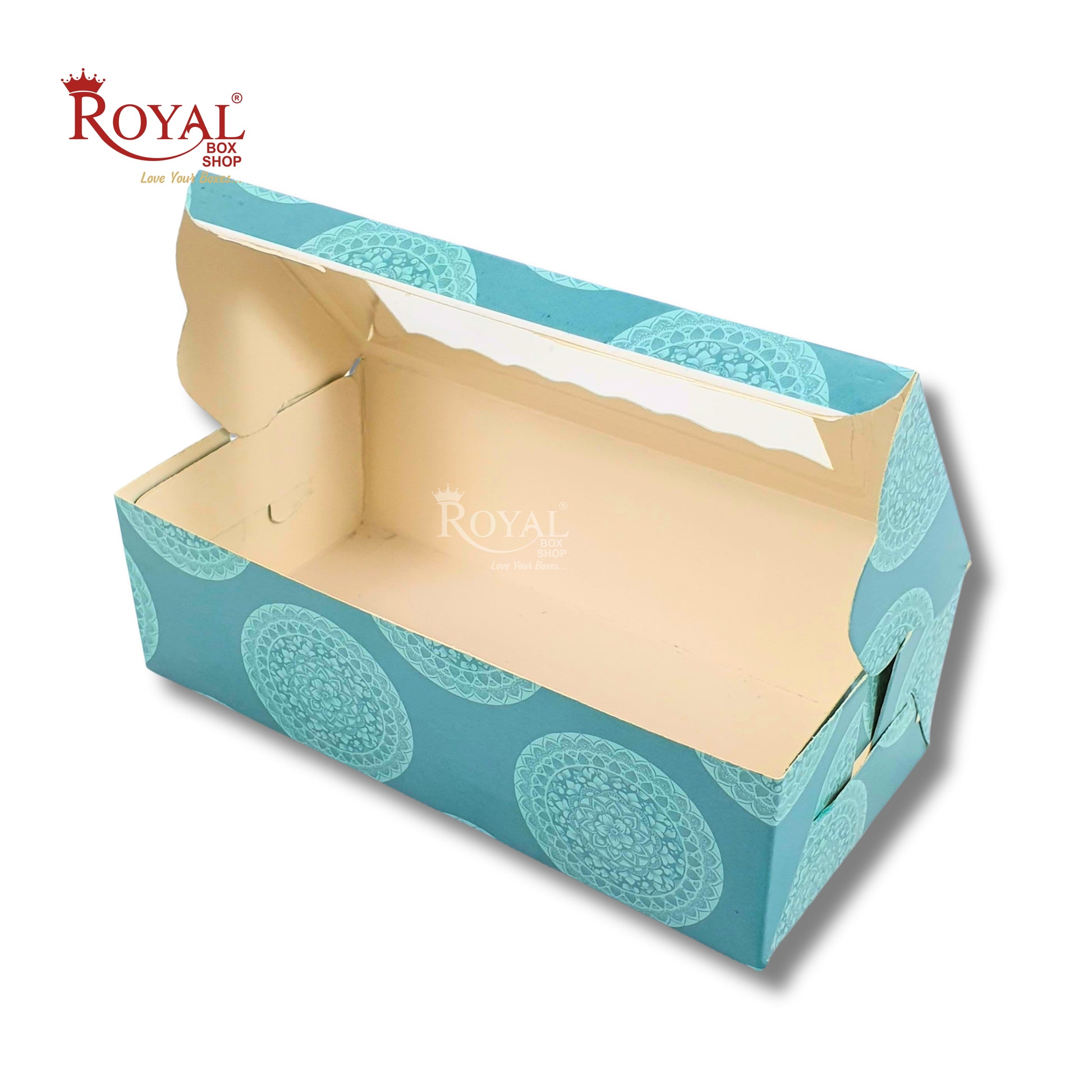 2pc Brownie Window Box I Blue Color With White Print Design I 6"x3"x1.75" inches Royal Box Shop