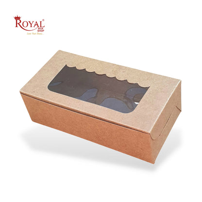 2pc Brownie Window Box I Kraft Brown Color I 6"x3"x1.75" inches Royal Box Shop