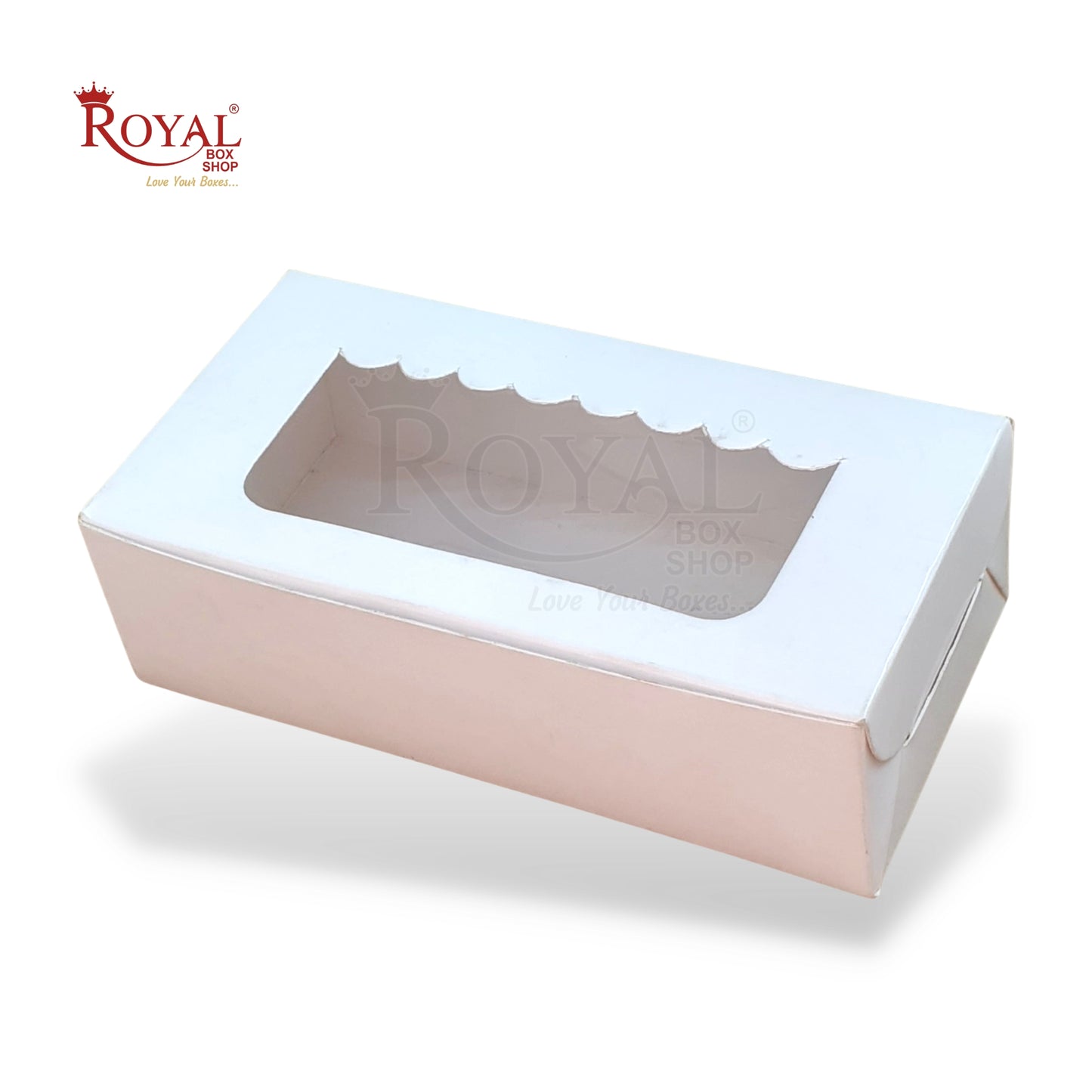 2pc Brownie Window Box I White Color I 6"x3"x1.75" inches Royal Box Shop