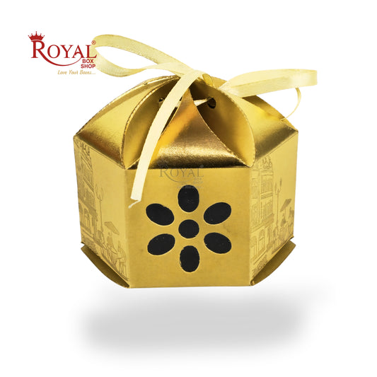 Royal Lotus Shape Gift Box I 3.5x3.5x2 Inch I Yellow I Paris Theme