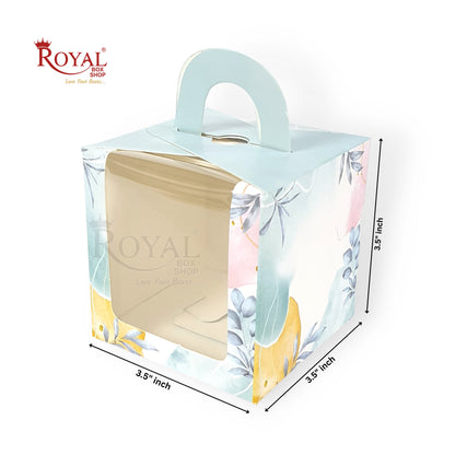 1pc Cupcake Box Window Flower Print I 3.5x3.5x3.5" I Single Cupcake Packaging Boxes, Cookie Boxes, Candy Boxes