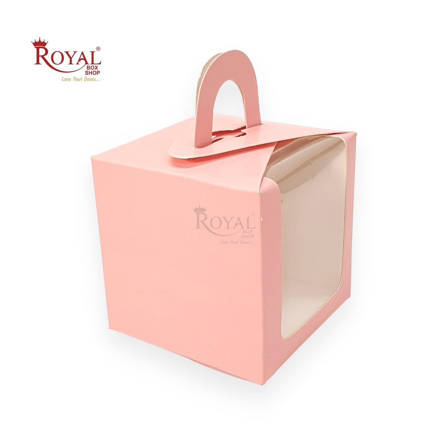 1 Cupcake Box With Window - Size 3.5"x3.5"x3.5" - Pink