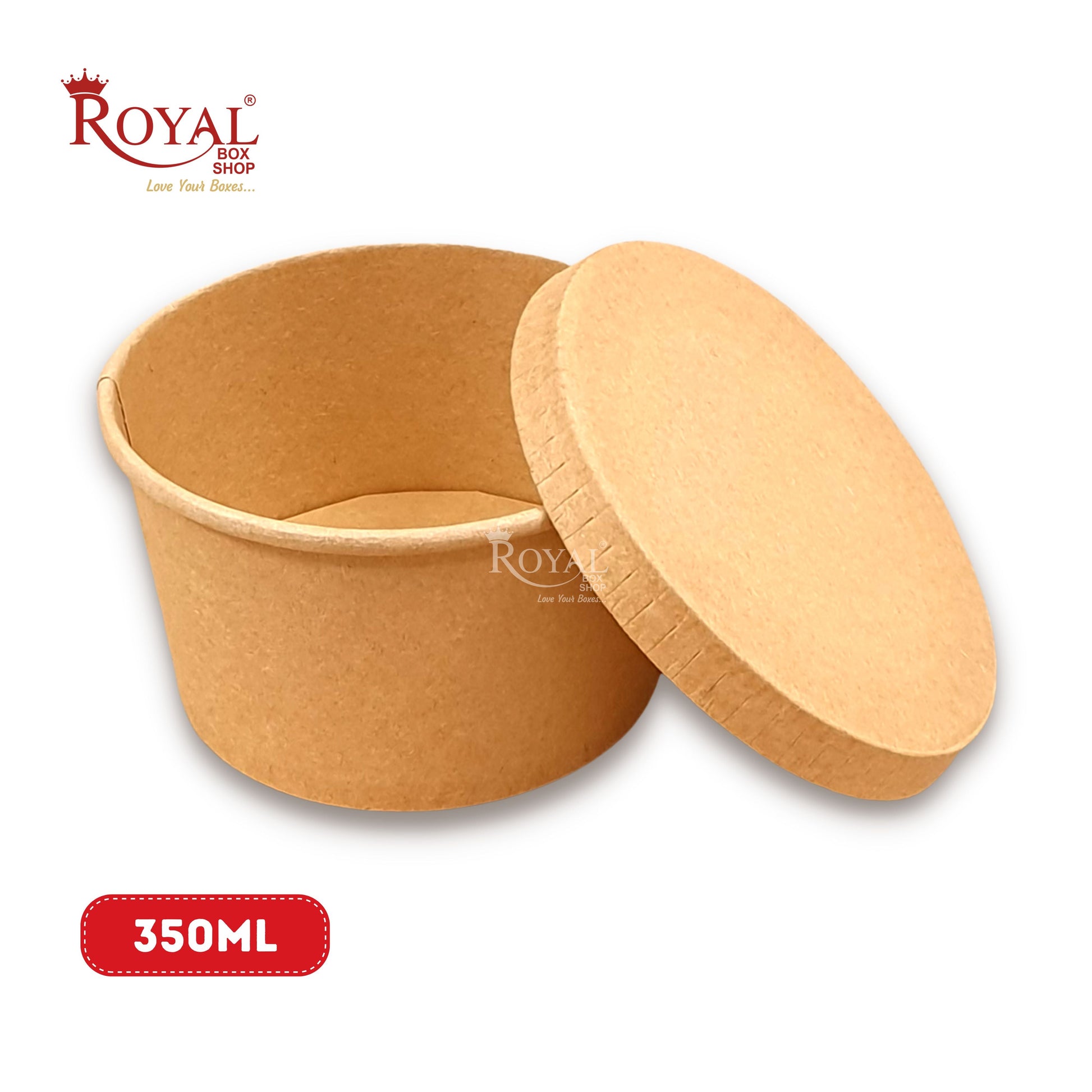 350 ML Round Food Containers Tub With Lids I Disposable & Biodegradable Paper I Kraft Brown Color I Food Storage Tub, Take Away Box Royal Box Shop