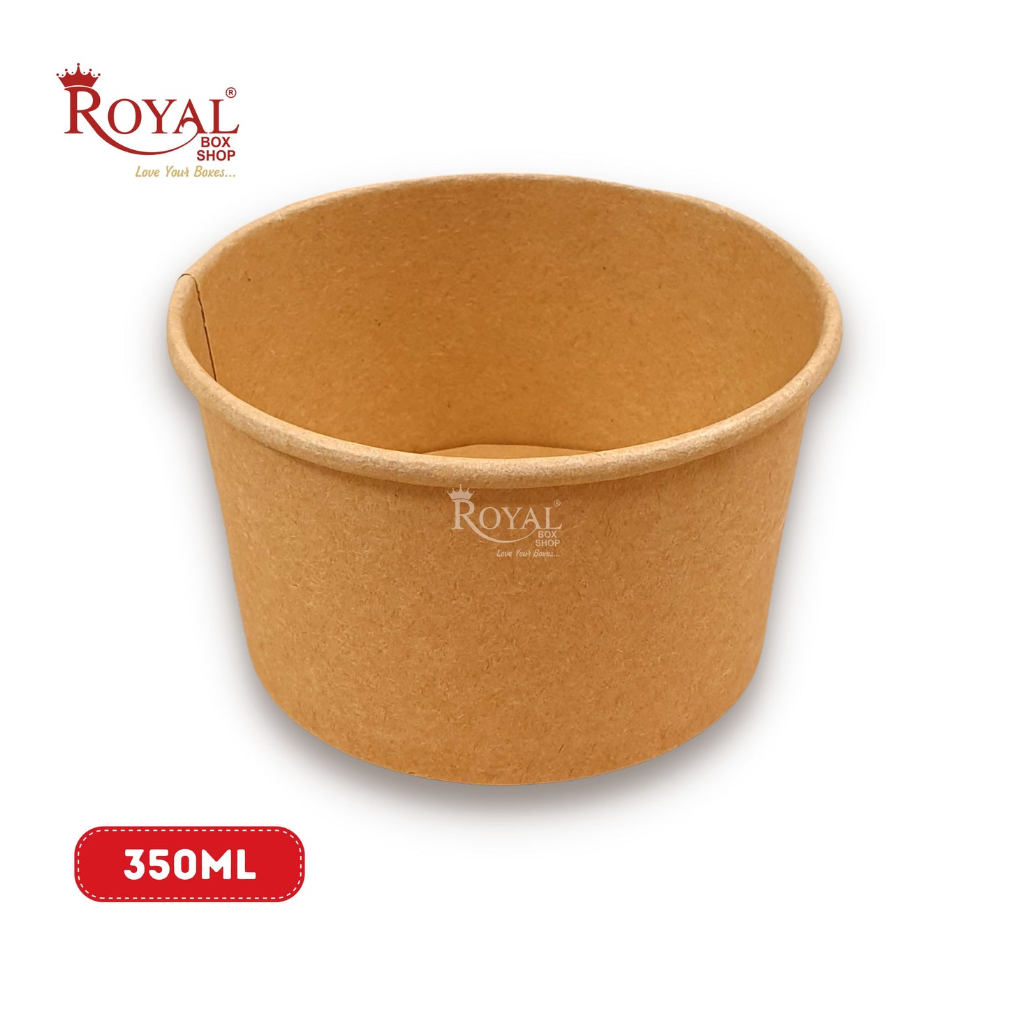 350 ML Round Food Containers Tub With Lids I Disposable & Biodegradable Paper I Kraft Brown Color I Food Storage Tub, Take Away Box Royal Box Shop
