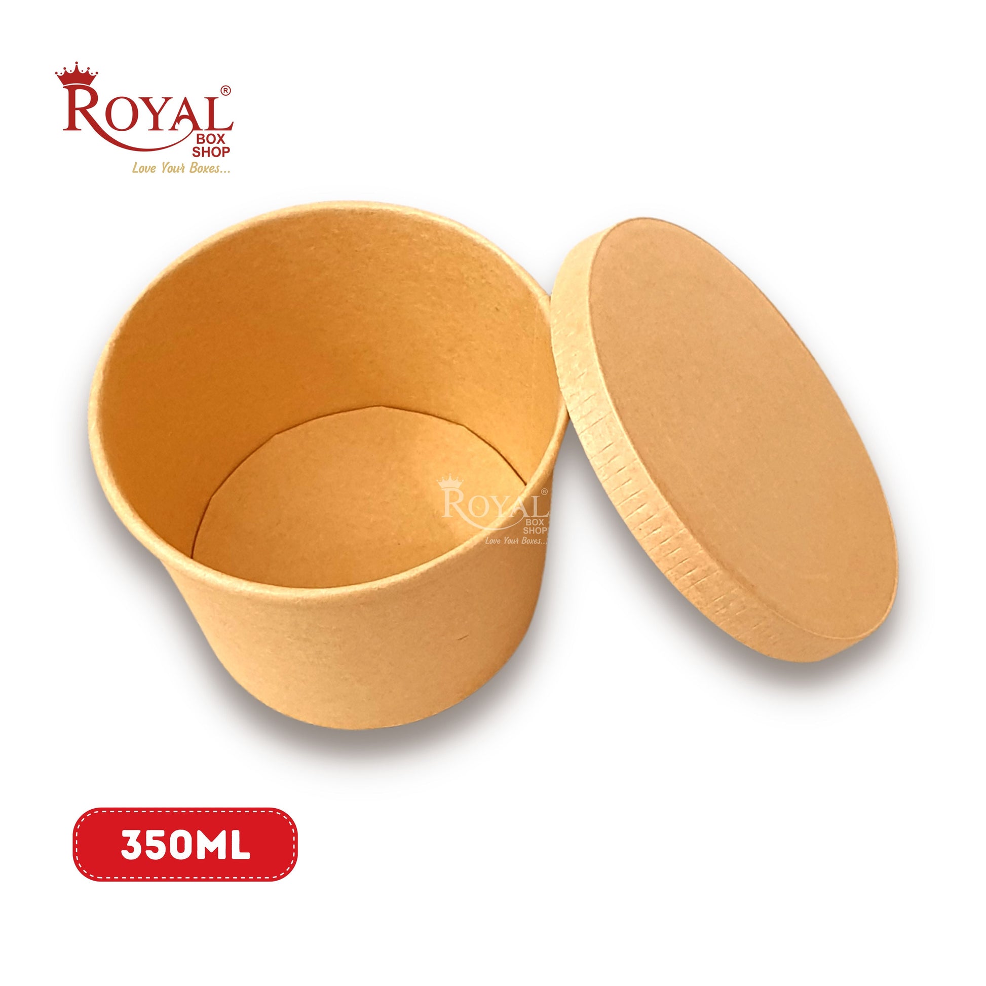 350 ML Round Food Containers Tub With Lids I Disposable & Biodegradable Paper I Kraft Brown Color I Food Storage Tub, Take Away Box Royal Box Shop