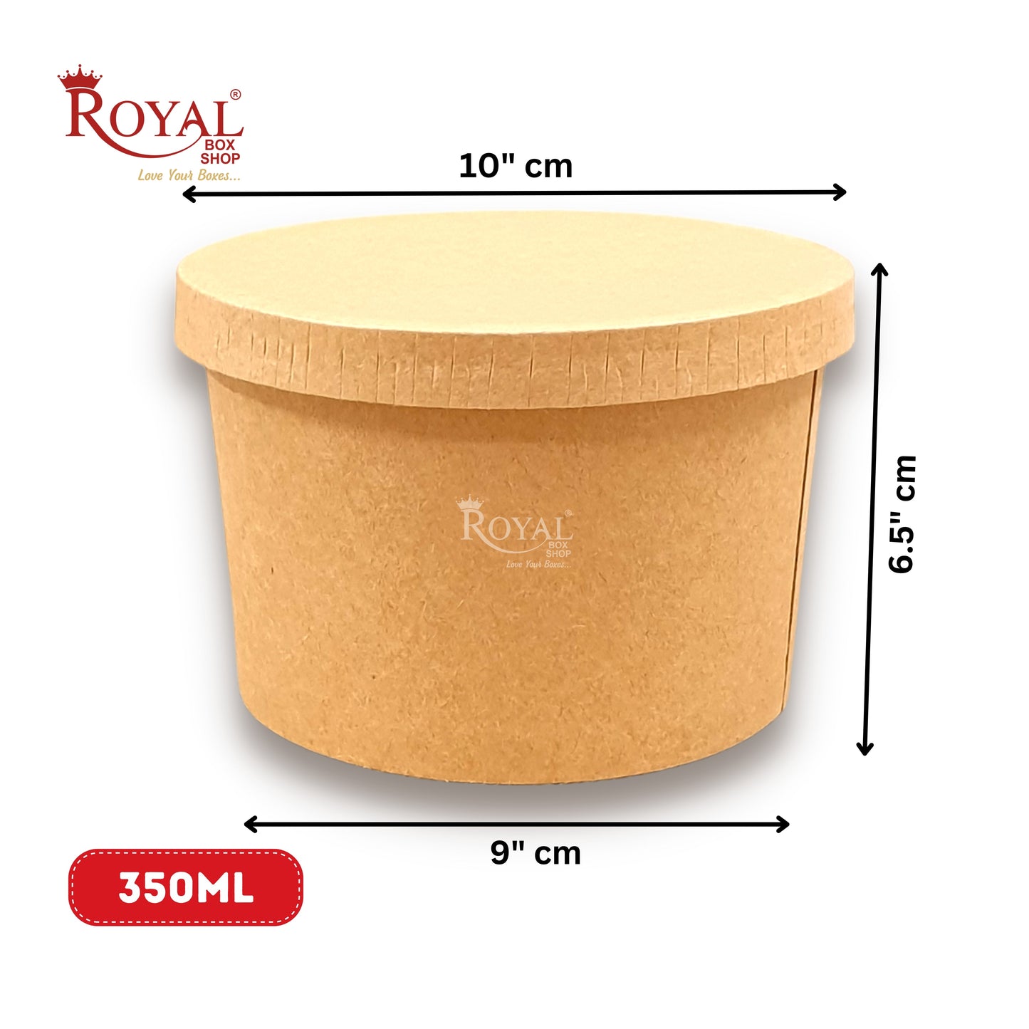 350 ML Round Food Containers Tub With Lids I Disposable & Biodegradable Paper I Kraft Brown Color I Food Storage Tub, Take Away Box Royal Box Shop