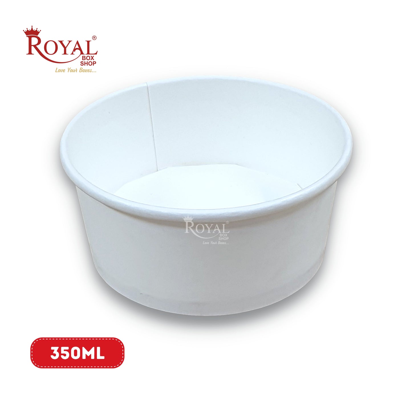 350 ML Round Food Containers Tub With Lids I Disposable & Biodegradable Paper I White Color I Food Storage Tub, Take Away Box Royal Box Shop