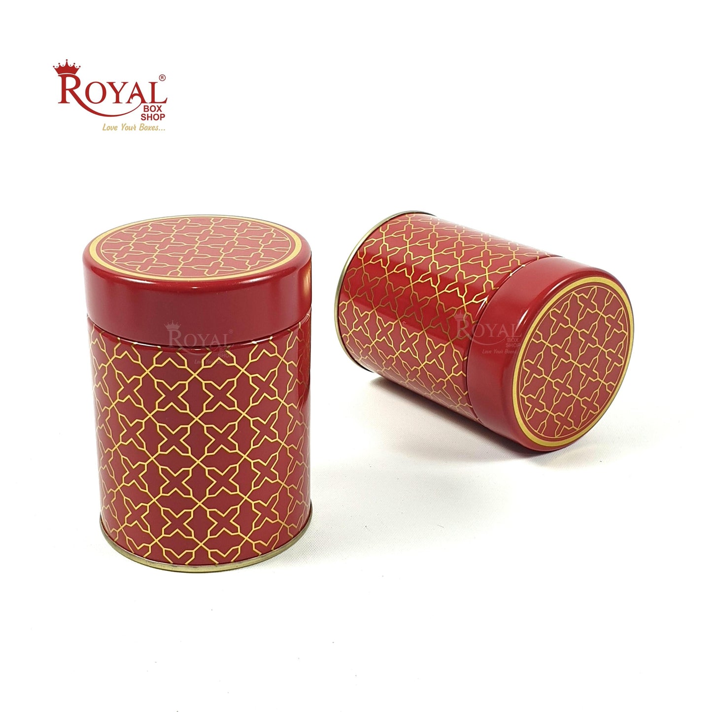 Premium Tin Jars I 4"x3" Inches I Red Color I Golden Foiling I Cannister for Return Gifts, Hamper Box, Storage