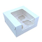 4 Cupcake Box With Window - Size 7"x7"x3.5" - White Royal Box Shop