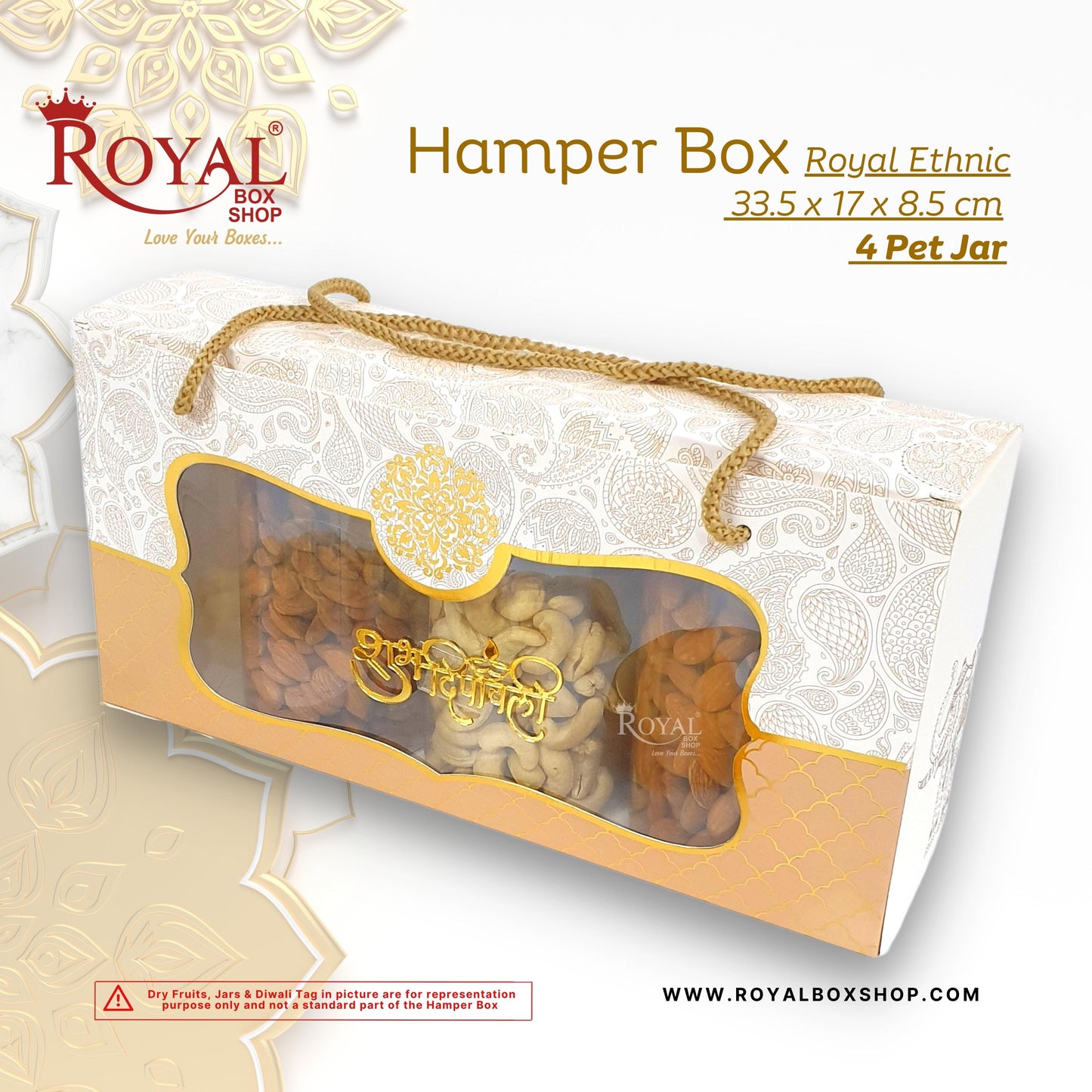 4 Pet Jar Gift Hamper Bags I 33.5 x 17 x 8.5 CM I Royal Ethnic I Diwali Gifting, Party Gifts, Return favor Gifting Royal Box Shop