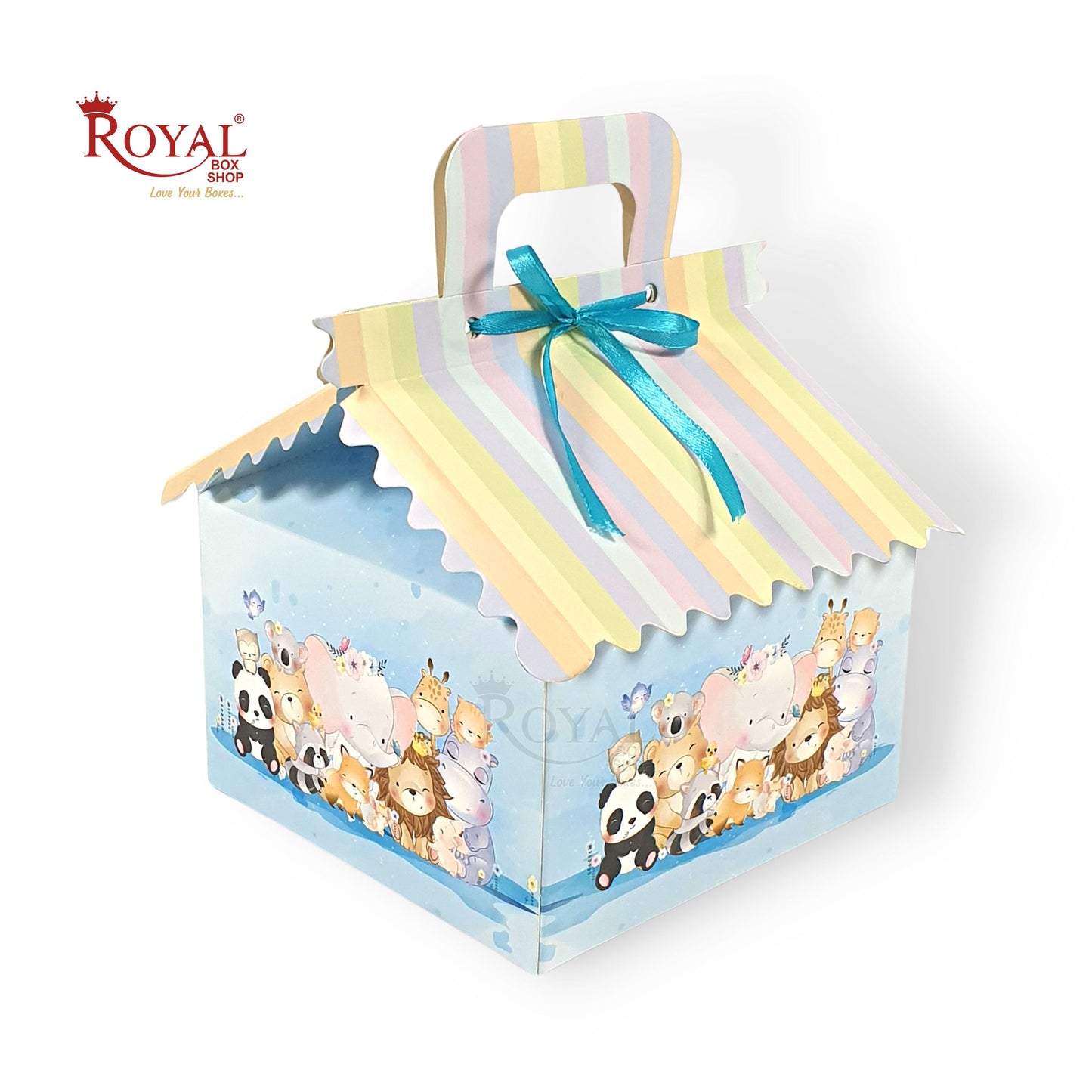 4cc Hut Shape Cupcake Boxes I Zoo Theme I 6"x6"x4" Inch I Baby Showers, Birthdays, Announcements