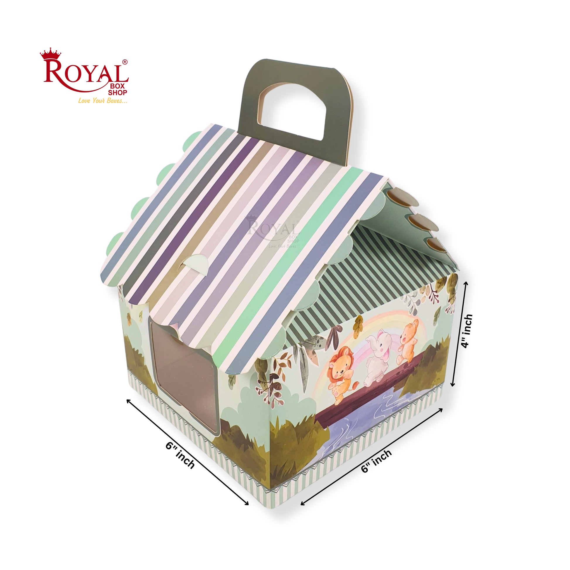 4cc Hut Shape Cupcake Boxes - 6"x6"x4" Inch - Jungle Theme Royal Box Shop