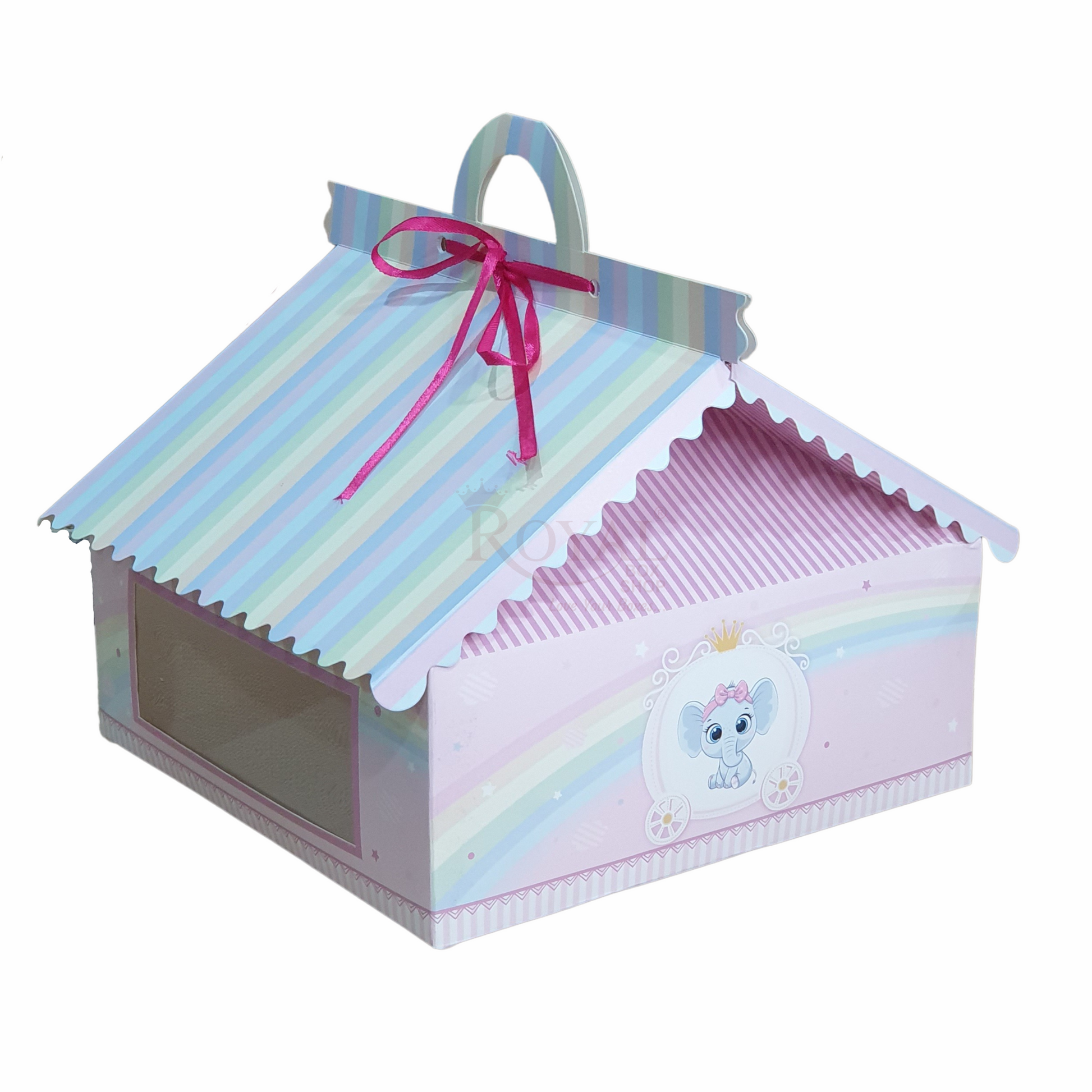 4cc Hut Shape Cupcake Boxes - 6"x6"x4" inch -Theme Elephant Pink Royal Box Shop