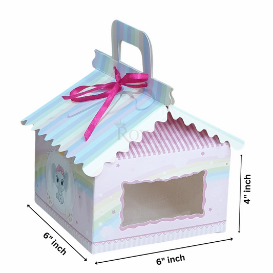 4cc Hut Shape Cupcake Boxes - 6"x6"x4" inch -Theme Elephant Pink Royal Box Shop