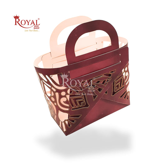 Royal 2 Jar Gift Hamper Bags I Laser Cut Gold Foiling I Red I Christmas Gifting, Wedding, Corporate, Birthday Return Gifting Hamper Bags