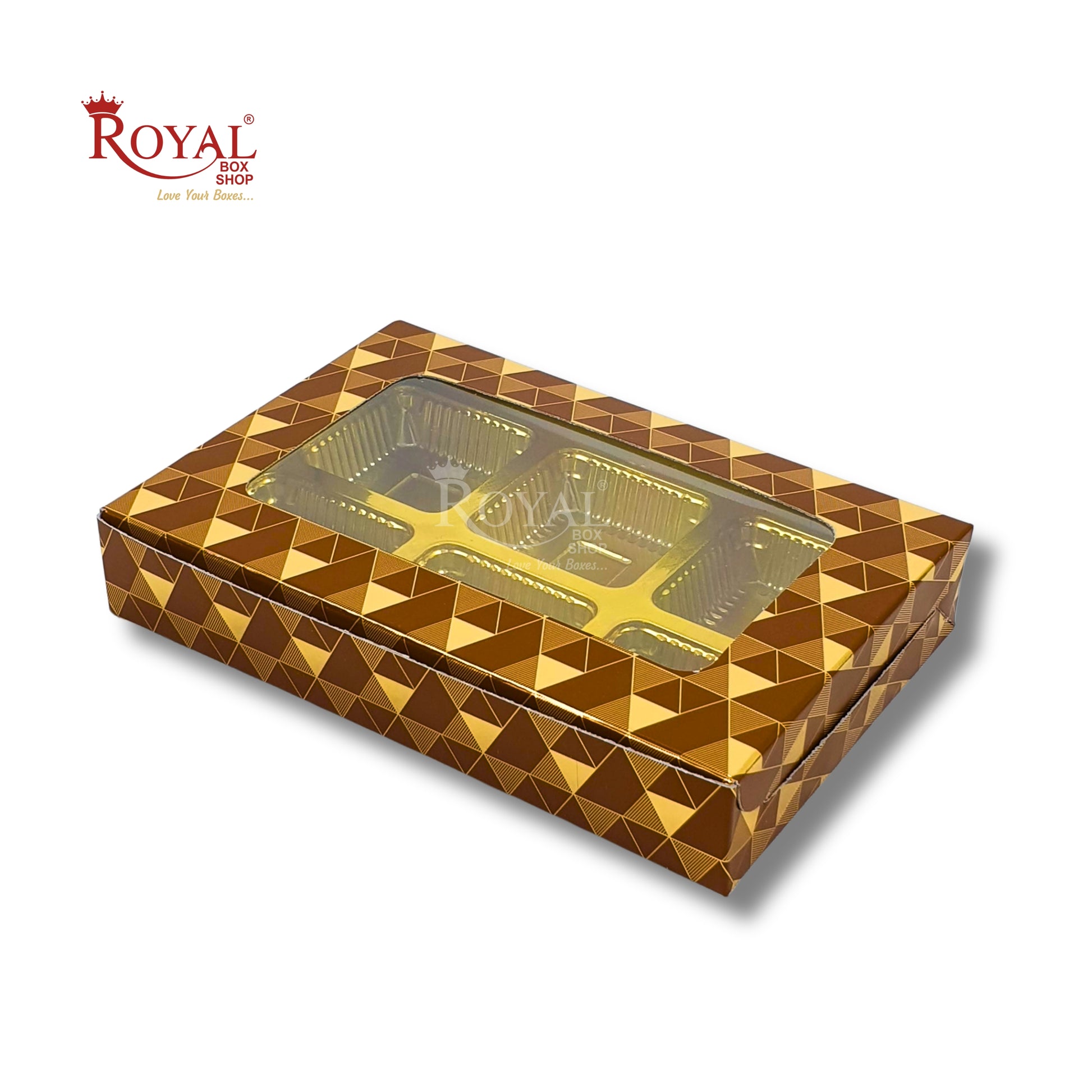 6 Cavity Chocolate Boxes I 5.75 x 4 x 1 inches I Brown Check Royal Box Shop