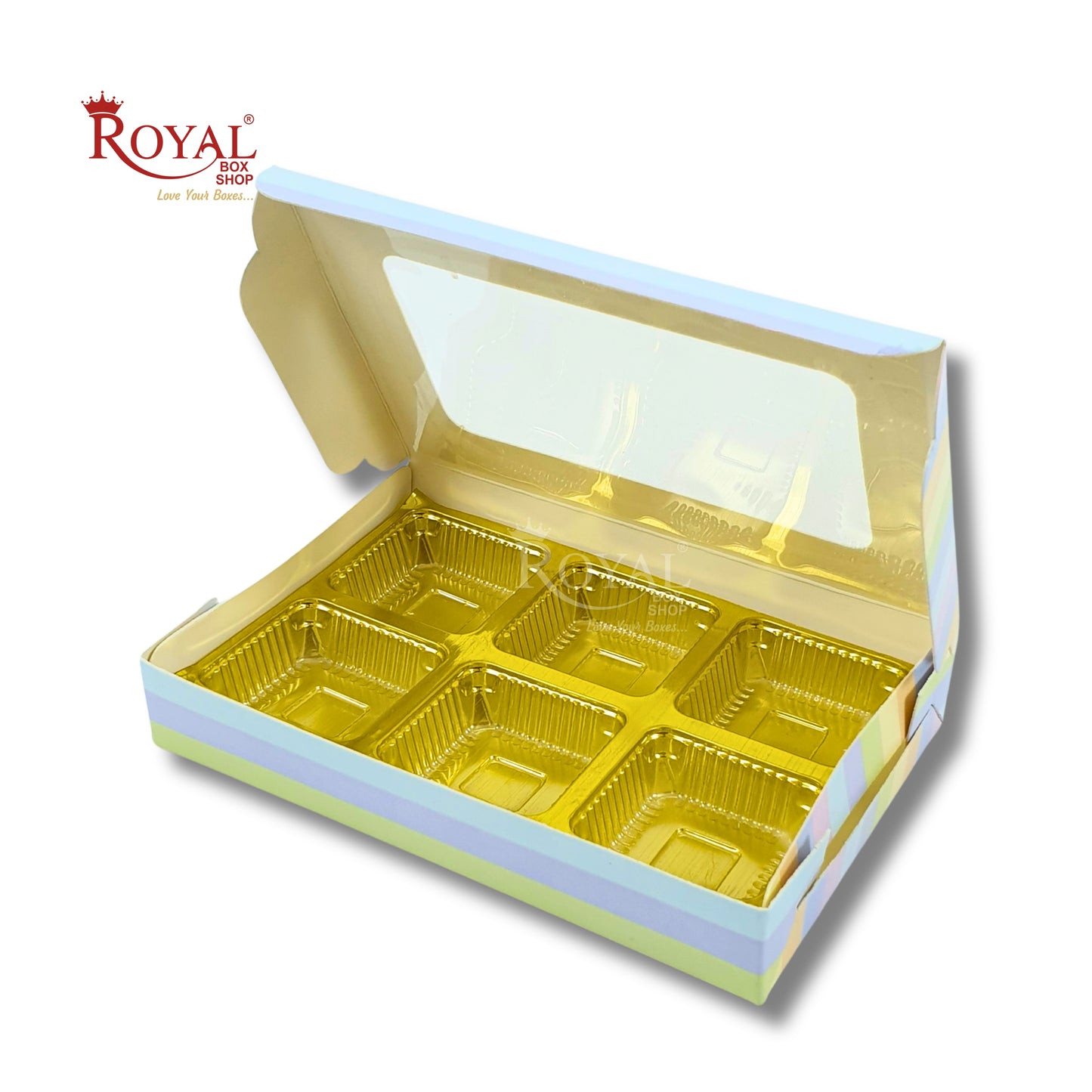 6 Cavity Chocolate Boxes I 5.75 x 4 x 1 inches I Rainbow Royal Box Shop