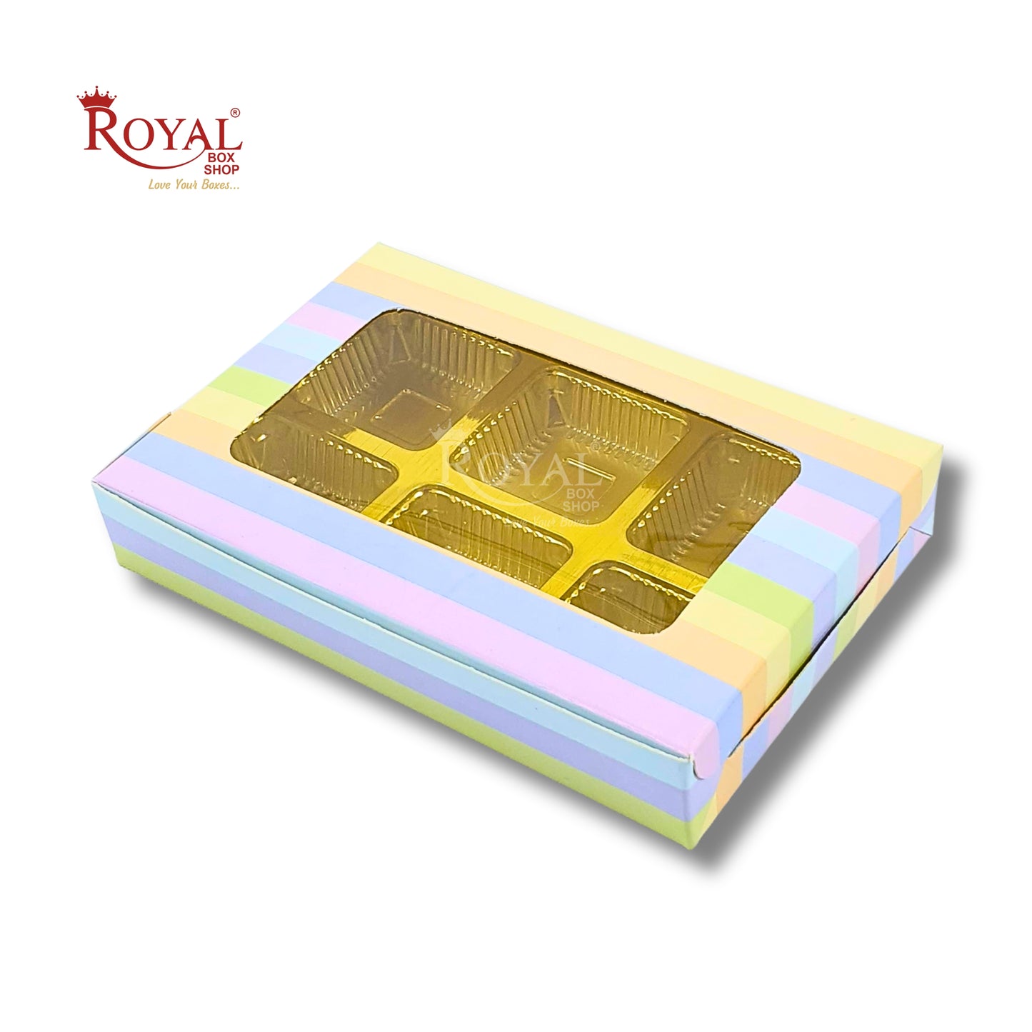 6 Cavity Chocolate Boxes I 5.75 x 4 x 1 inches I Rainbow Royal Box Shop