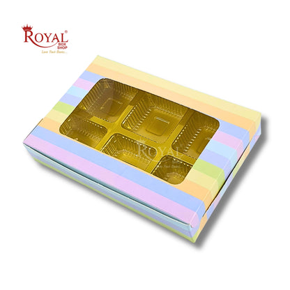 6 Cavity Chocolate Boxes I 5.75 x 4 x 1 inches I Rainbow Royal Box Shop