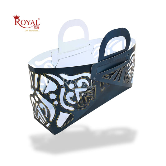 Royal 4 Jar Gift Hamper Bags I Laser Cut Gold Foiling I Navy Blue I Wedding, Corporate Birthday Return  Gifting Hamper Bags