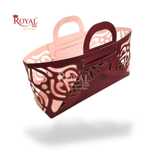 Royal 4 Jar Gift Hamper Bags I Laser Cut Gold Foiling I Red I Wedding, Corporate Birthday Return  Gifting Hamper Bags