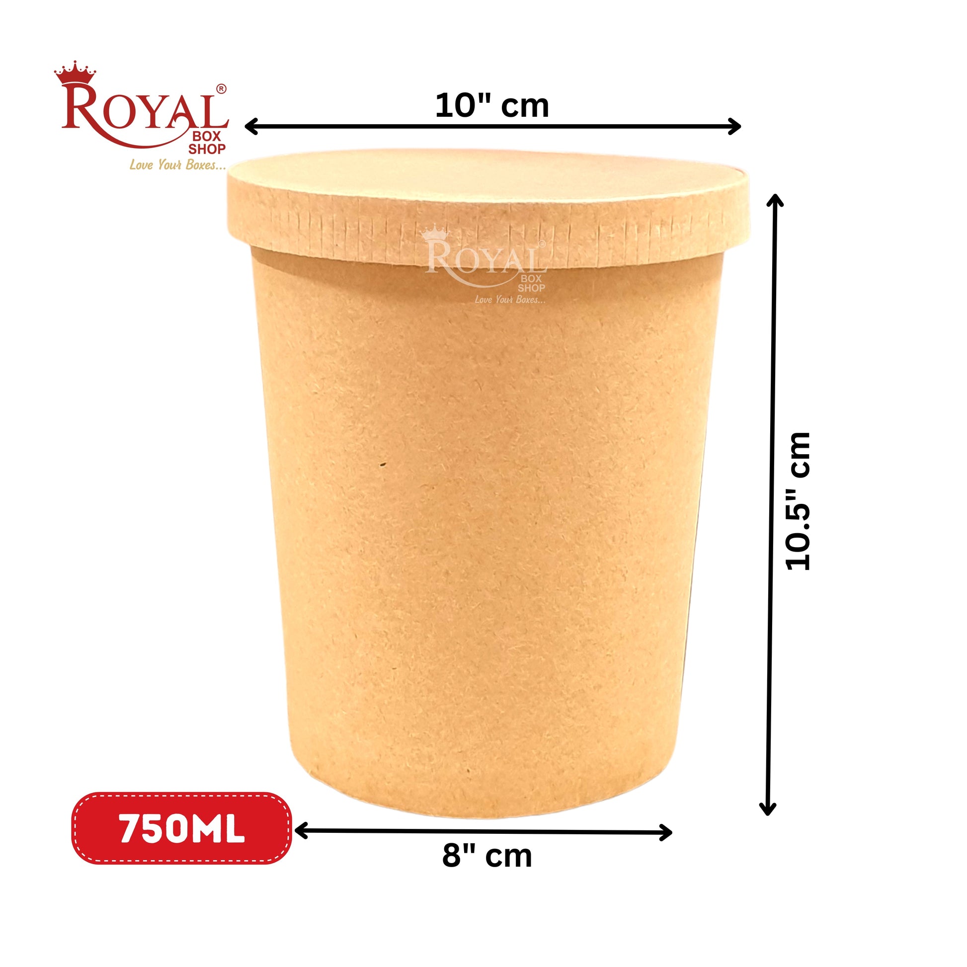 750 ML Round Food Containers Tub With Lids I Disposable & Biodegradable Paper I Kraft Brown Color I Food Storage Tub, Take Away Box Royal Box Shop