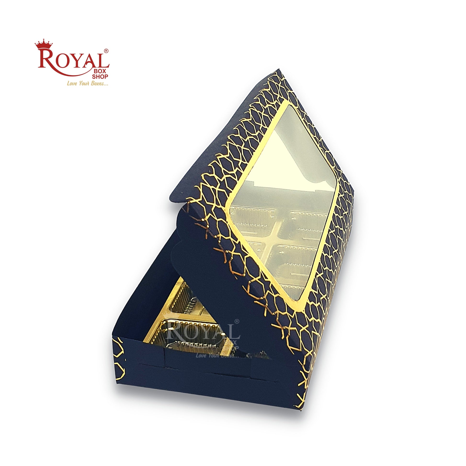 8 Cavity Chocolate Boxes I 7.5 x 4 x 1.25 inch I Black I For Christmas Gifting Royal Box Shop