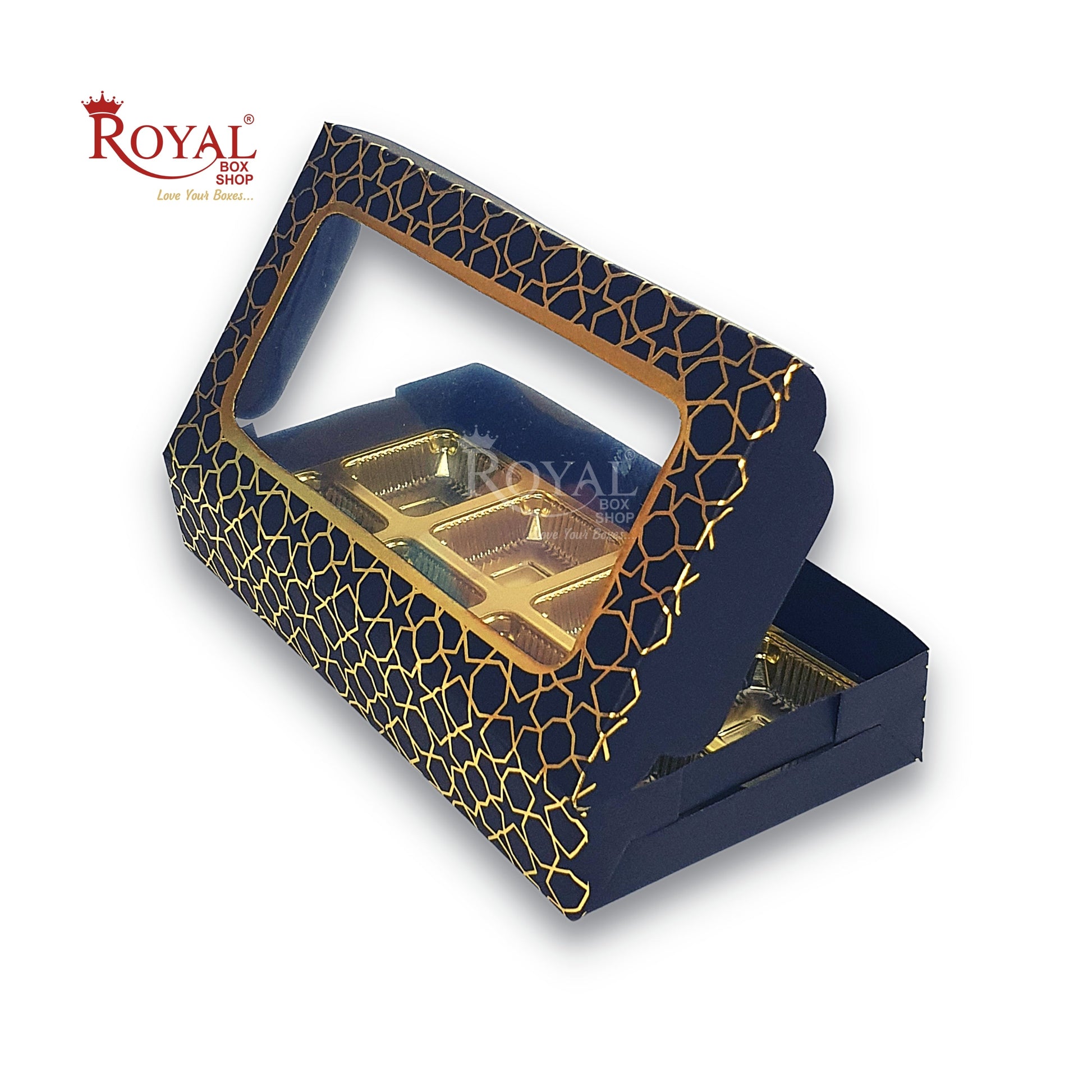 8 Cavity Chocolate Boxes I 7.5 x 4 x 1.25 inch I Black I For Christmas Gifting Royal Box Shop