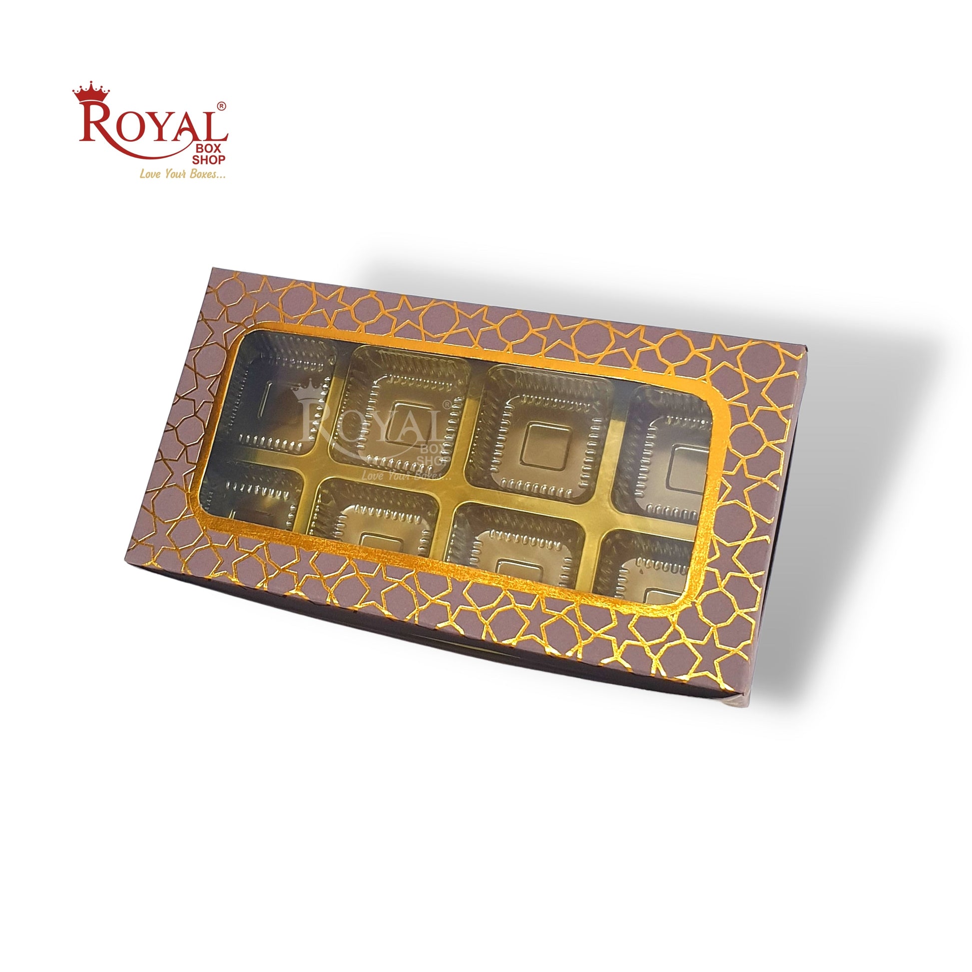 8 Cavity Chocolate Boxes  I 7.5 x 4 x 1.25 inch I Brown I For Christmas Gifting Royal Box Shop