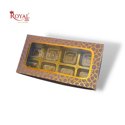 8 Cavity Chocolate Boxes  I 7.5 x 4 x 1.25 inch I Brown I For Christmas Gifting Royal Box Shop