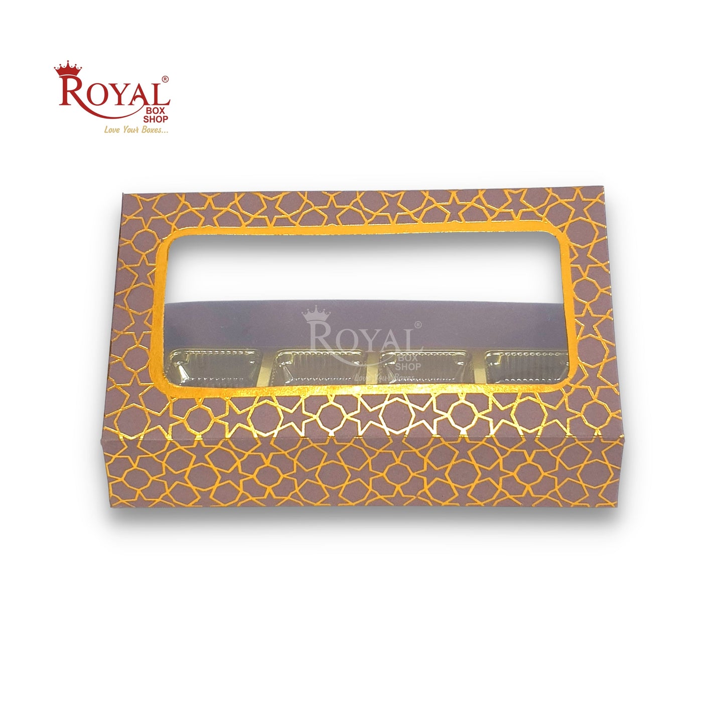 8 Cavity Chocolate Boxes  I 7.5 x 4 x 1.25 inch I Brown I For Christmas Gifting Royal Box Shop