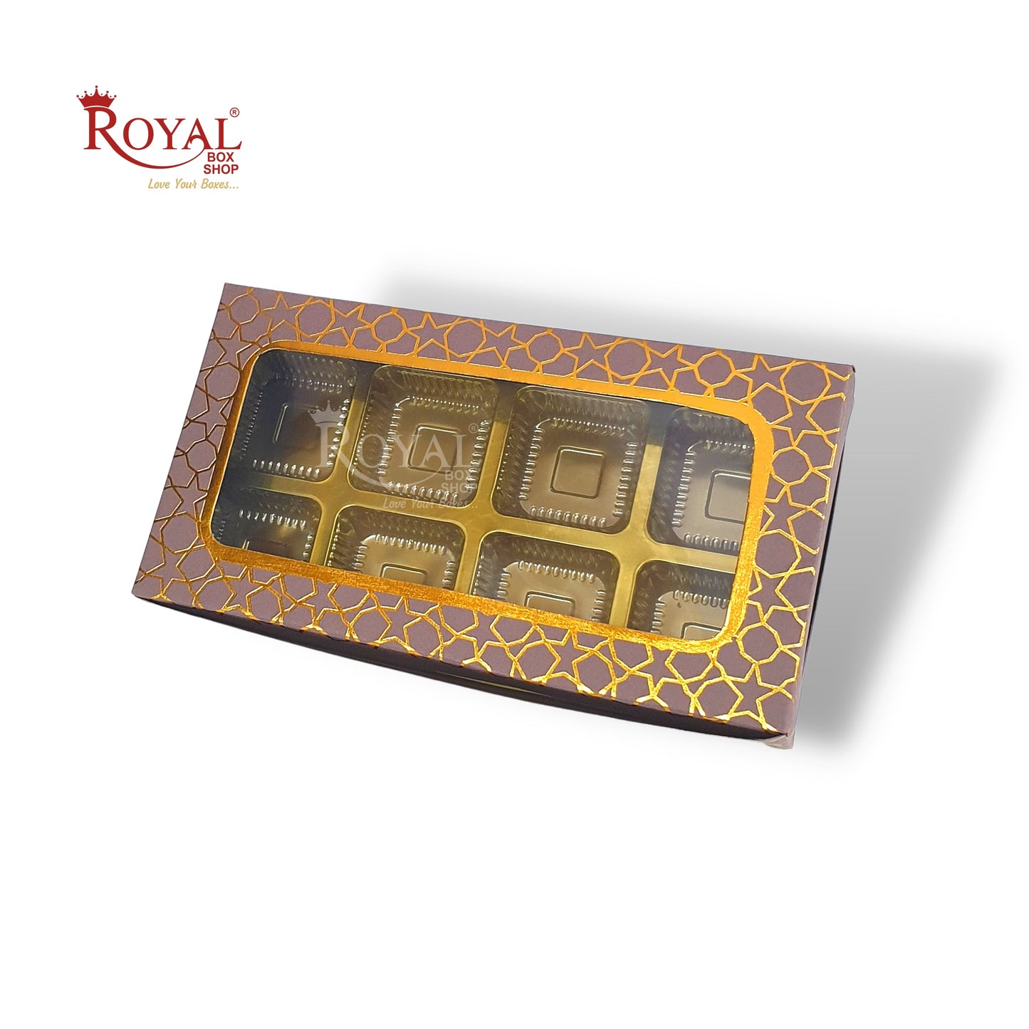 8 Cavity Chocolate Boxes I 7.5 x 4 x 1.25 inch I Brown I For Christmas Gifting Royal Box Shop