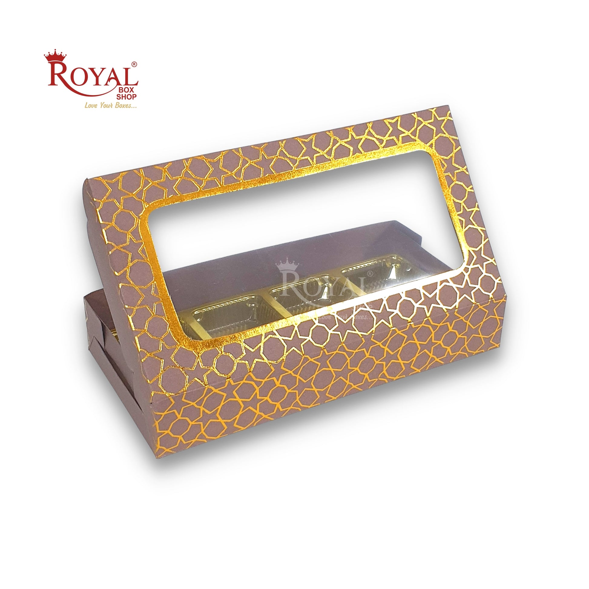 8 Cavity Chocolate Boxes  I 7.5 x 4 x 1.25 inch I Brown I For Christmas Gifting Royal Box Shop
