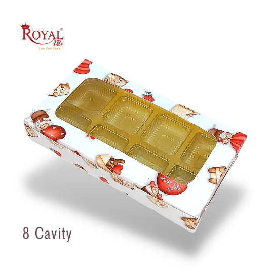 8 Cavity Valentine Chocolate Boxes  I 7.5 x 4 x 1.25 inch I  For Chocolates, Sweets Bites Gifting Royal Box Shop