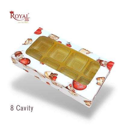 8 Cavity Valentine Chocolate Boxes I 7.5 x 4 x 1.25 inch I For Chocolates, Sweets Bites Gifting Royal Box Shop